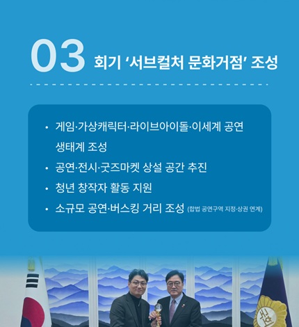 공약 카드 — 회기 서브컬처 문화거점 조성